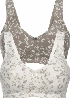 Damen bonprix Große Cups D-H|Nachhaltigere Materialien|BH ohne Bügel mit weicher Bio-Baumwolle (2er Pack)