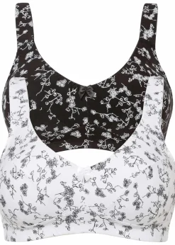 Damen bonprix Große Cups D-H|Nachhaltigere Materialien|BH ohne Bügel mit weicher Bio-Baumwolle (2er Pack)
