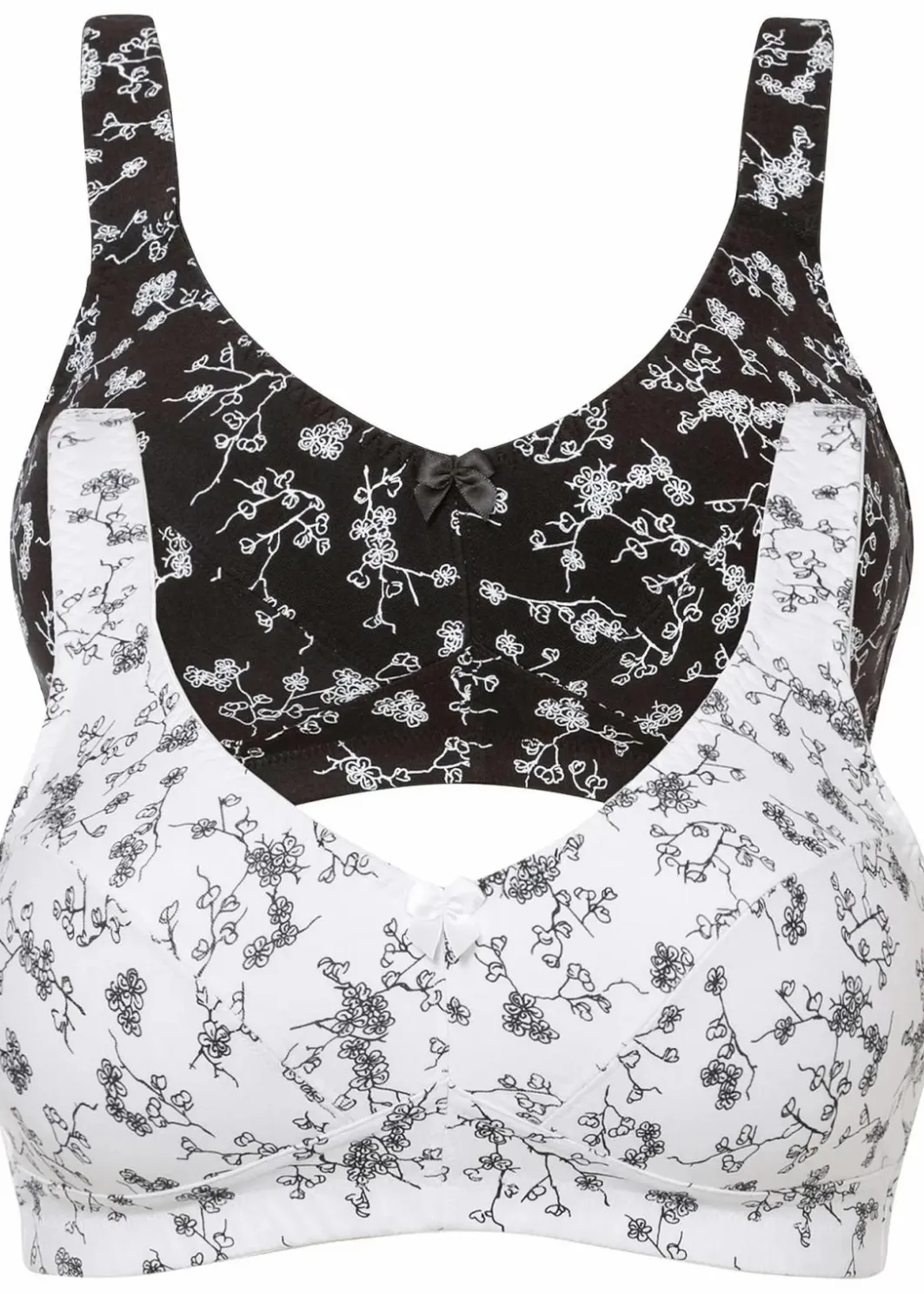 Damen bonprix Große Cups D-H|Nachhaltigere Materialien|BH ohne Bügel mit weicher Bio-Baumwolle (2er Pack)
