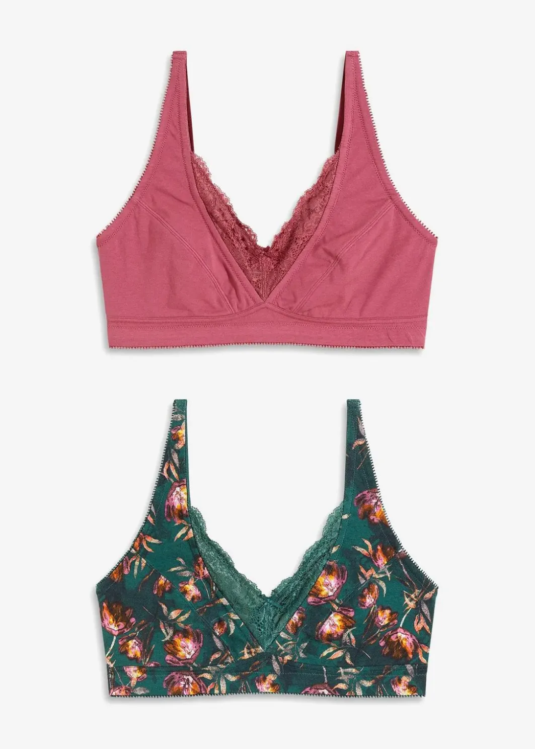 Damen bonprix Wäsche·Baumwollunterwäsche|Nachhaltigere Materialien|BH ohne Bügel mit Bio-Baumwolle (2er Pack)