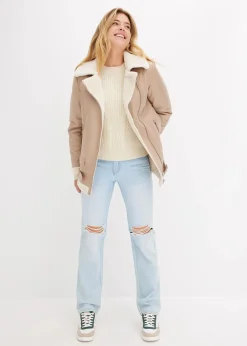 Damen bonprix Jacken & Mäntel|Biker-Jacke aus Lammfellimitat