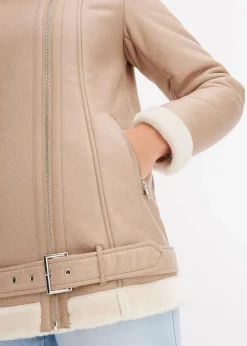 Damen bonprix Jacken & Mäntel|Biker-Jacke aus Lammfellimitat