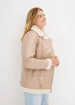 Damen bonprix Jacken & Mäntel|Biker-Jacke aus Lammfellimitat