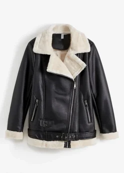 Hot Biker-Jacke aus Lammfellimitat Damen Jacken & Mäntel