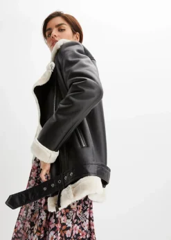 Hot Biker-Jacke aus Lammfellimitat Damen Jacken & Mäntel