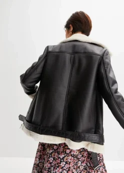 Hot Biker-Jacke aus Lammfellimitat Damen Jacken & Mäntel