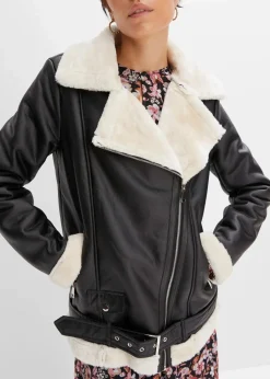 Hot Biker-Jacke aus Lammfellimitat Damen Jacken & Mäntel
