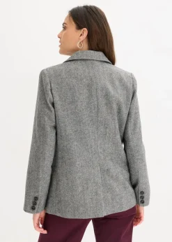 Outlet Blazer mit Fischgratmuster und Wollanteil Damen Blazer|Bekleidung·Basics