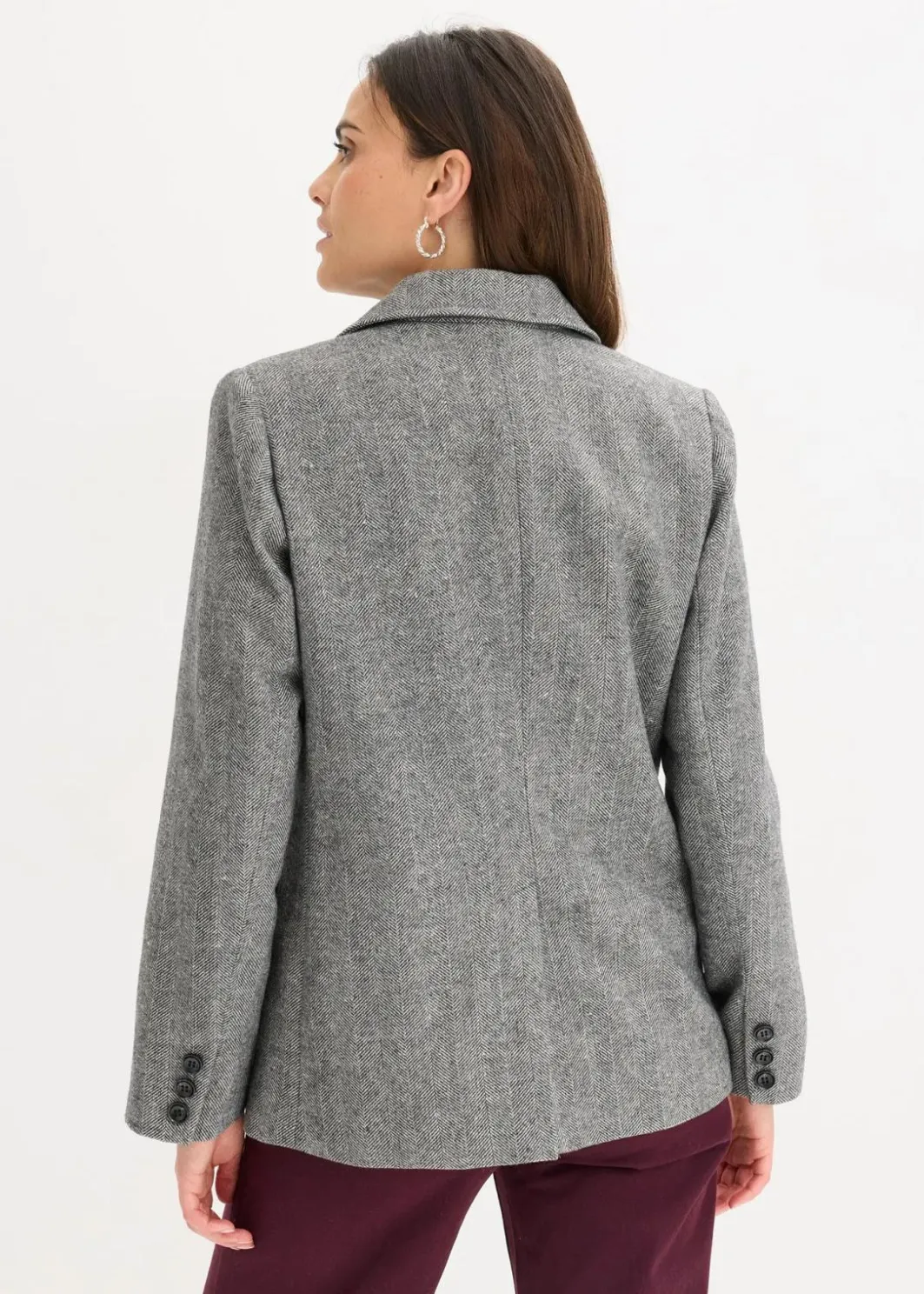 Outlet Blazer mit Fischgratmuster und Wollanteil Damen Blazer|Bekleidung·Basics