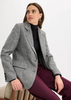 Outlet Blazer mit Fischgratmuster und Wollanteil Damen Blazer|Bekleidung·Basics