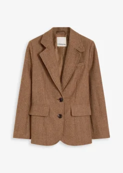 Damen bonprix Bekleidung·Basics|Blazer|Blazer mit Fischgratmuster und Wollanteil