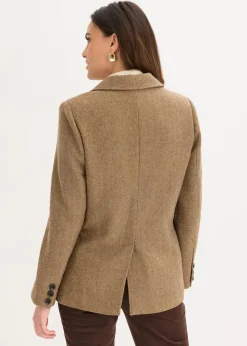 Damen bonprix Bekleidung·Basics|Blazer|Blazer mit Fischgratmuster und Wollanteil