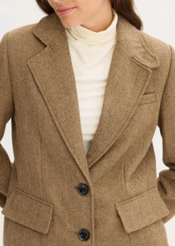 Damen bonprix Bekleidung·Basics|Blazer|Blazer mit Fischgratmuster und Wollanteil
