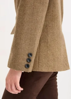 Damen bonprix Bekleidung·Basics|Blazer|Blazer mit Fischgratmuster und Wollanteil