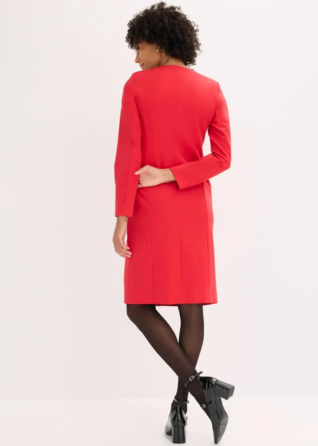Damen bonprix Kleider|Bekleidung·Pullover & Strickjacken|Blazerkleid mit Spitzenkante