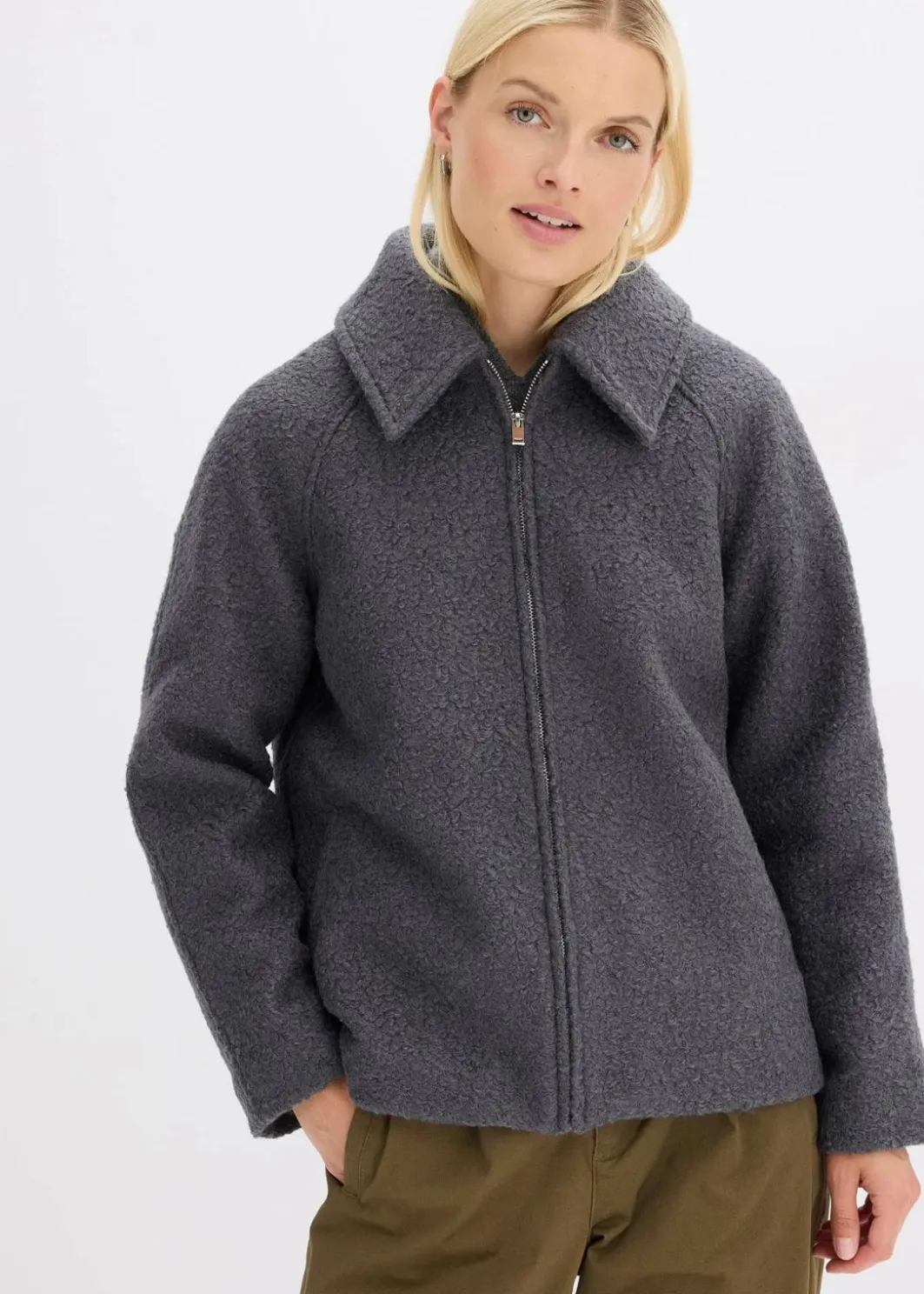 Outlet Blouson aus softem Bouclé Damen Jacken & Mäntel|Bekleidung·Hosen