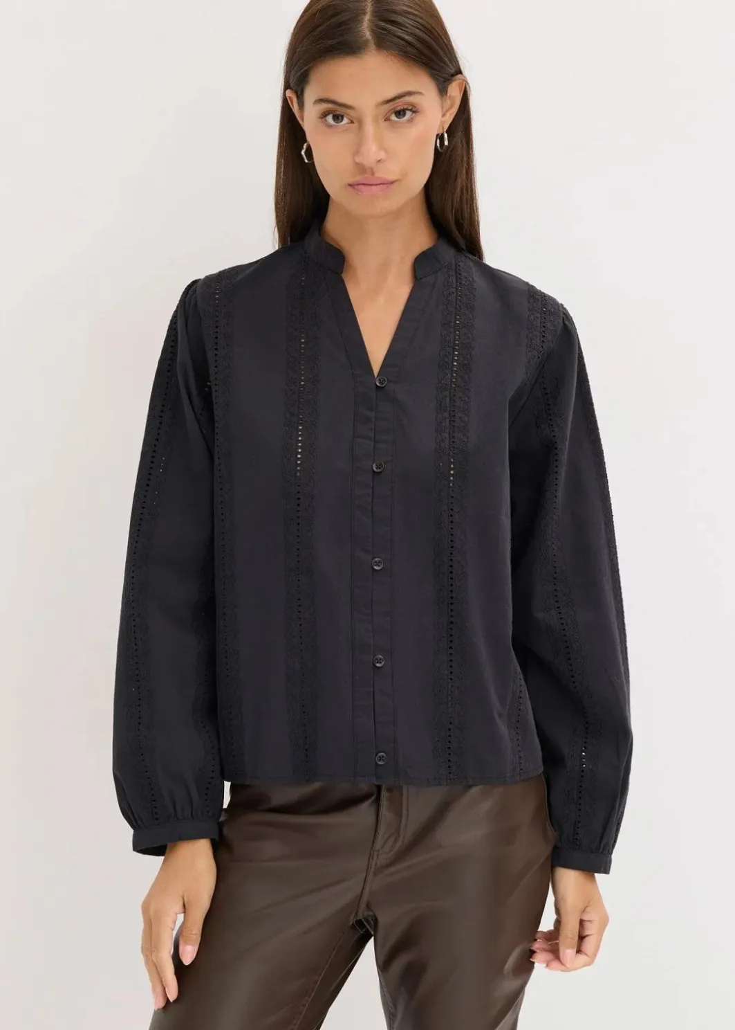 Sale Bluse aus Baumwolle mit Spitzen-Details Damen Blusen & Tuniken|Bekleidung·Jacken & Mäntel