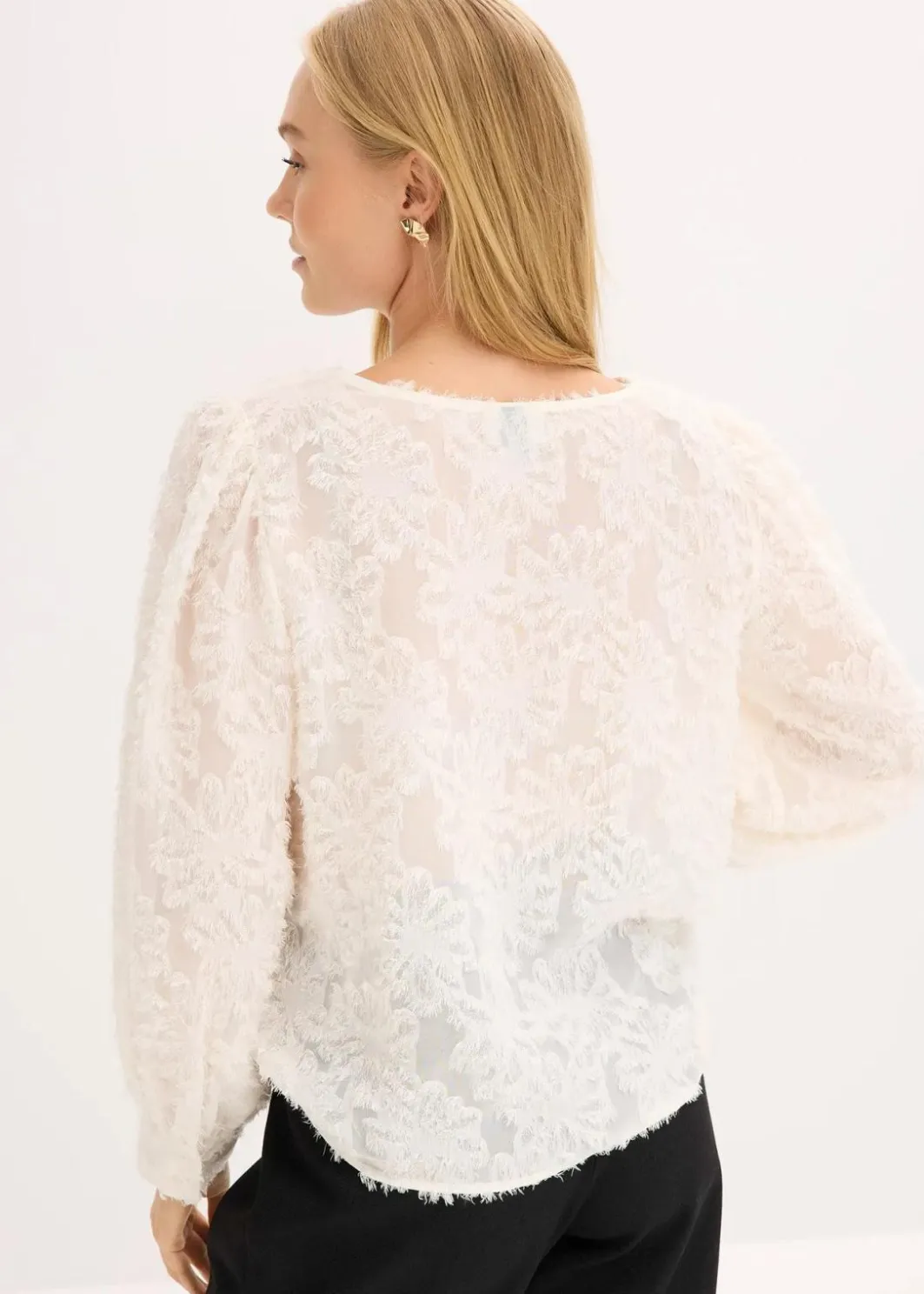 Sale Bluse mit floralem Strukturmuster Damen Blusen & Tuniken