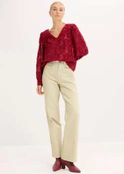 Damen bonprix Blusen & Tuniken|Bluse mit floralem Strukturmuster
