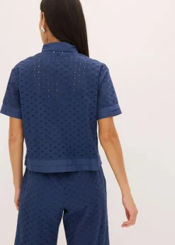 Discount Bluse mit Lochstickerei Damen Blusen & Tuniken|Bekleidung·Jacken & Mäntel