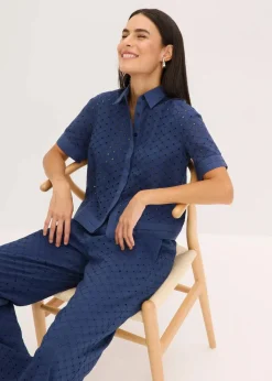 Discount Bluse mit Lochstickerei Damen Blusen & Tuniken|Bekleidung·Jacken & Mäntel