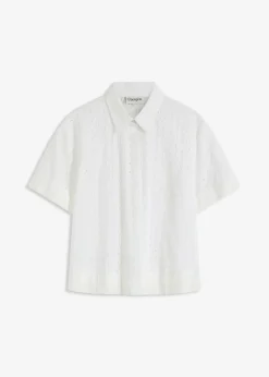 Online Bluse mit Lochstickerei Damen Bekleidung·Jacken & Mäntel|Blusen & Tuniken