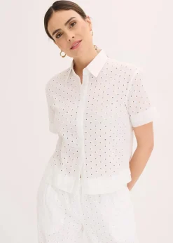 Online Bluse mit Lochstickerei Damen Bekleidung·Jacken & Mäntel|Blusen & Tuniken