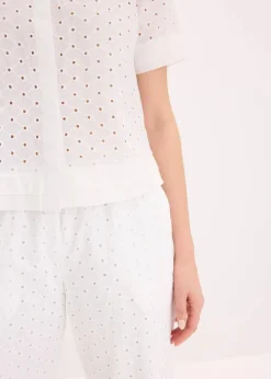 Online Bluse mit Lochstickerei Damen Bekleidung·Jacken & Mäntel|Blusen & Tuniken