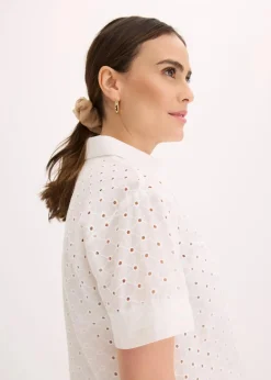 Online Bluse mit Lochstickerei Damen Bekleidung·Jacken & Mäntel|Blusen & Tuniken