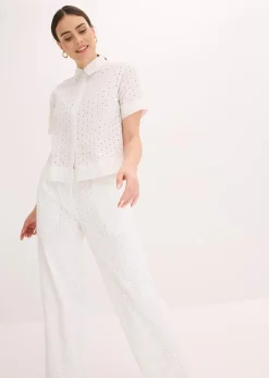 Online Bluse mit Lochstickerei Damen Bekleidung·Jacken & Mäntel|Blusen & Tuniken