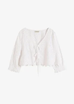 Clearance Bluse mit Lochstickerei und Puffärmeln Damen Blusen & Tuniken|Bekleidung·Jacken & Mäntel