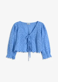 Best Bluse mit Lochstickerei und Puffärmeln Damen Bekleidung·Jacken & Mäntel|Blusen & Tuniken