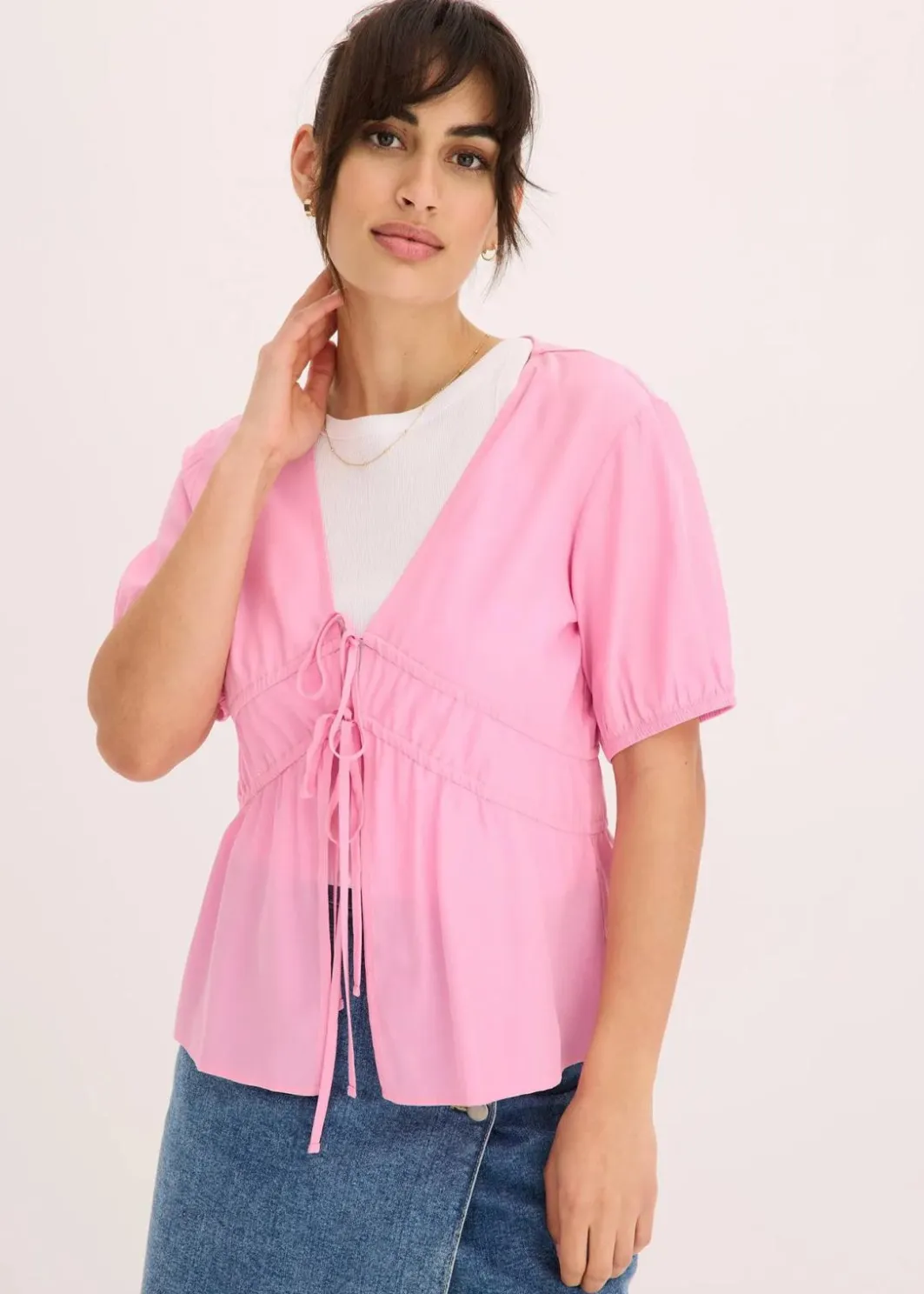 Online Bluse mit Schleifen Damen Bekleidung·Jacken & Mäntel|Blusen & Tuniken