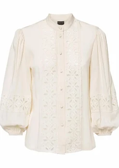 Best Bluse mit Spitze aus softem Viskose-Mix Damen Bekleidung·Jacken & Mäntel|Blusen & Tuniken