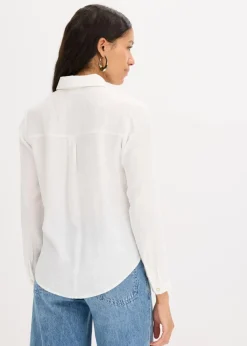 Damen bonprix Blusen & Tuniken|Bekleidung·Jacken & Mäntel|Bluse mit Wickel-Detail aus strukturiertem Material