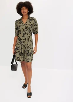 Sale Blusenkleid aus fließender Viskose Damen Kleider|Kurzgrößen