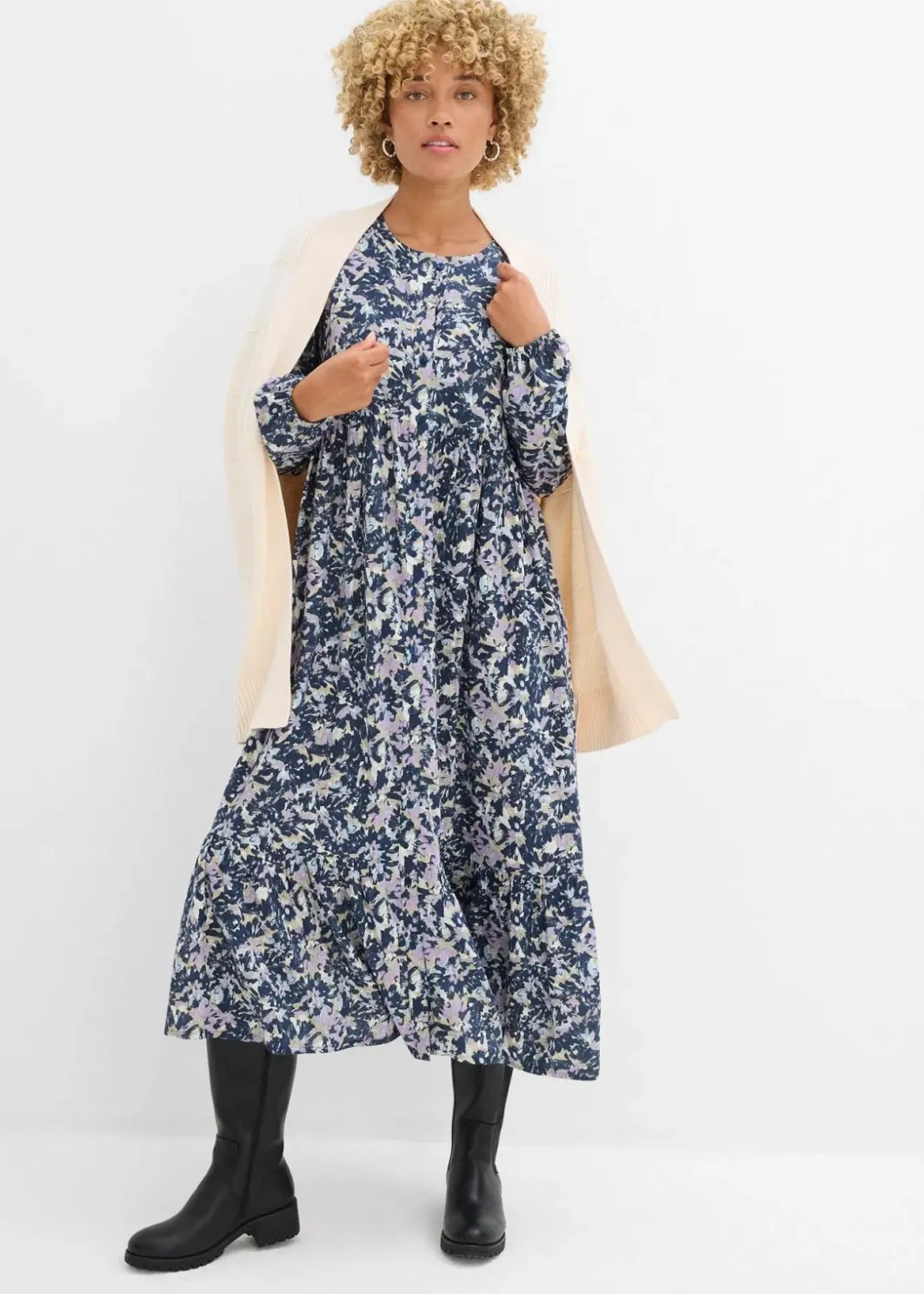 Damen bonprix Kleider|Nachhaltigere Materialien|Blusenkleid aus fließender Viskose