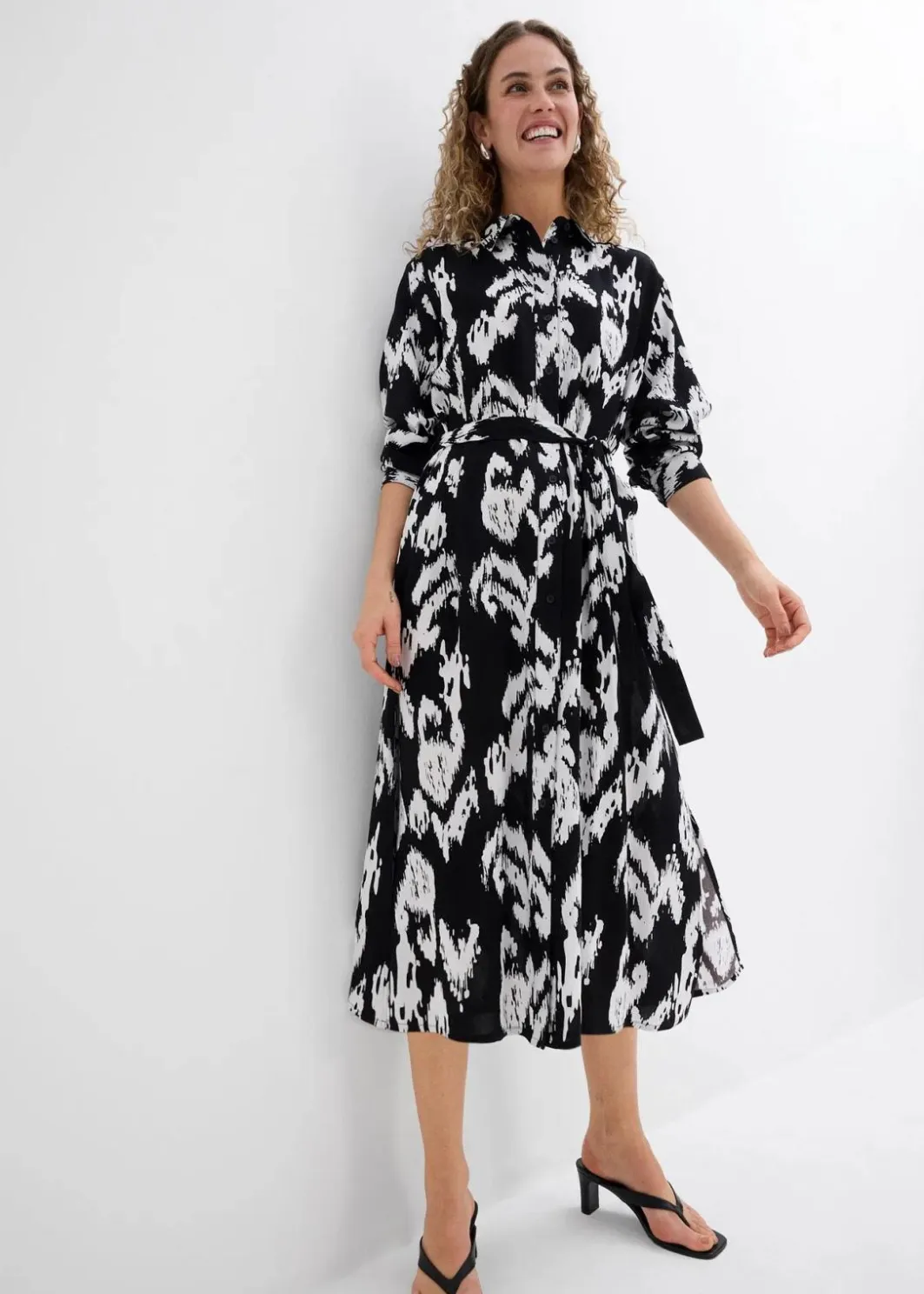 Damen bonprix Bekleidung·Pullover & Strickjacken|Kleider|Blusenkleid aus fließender Viskose