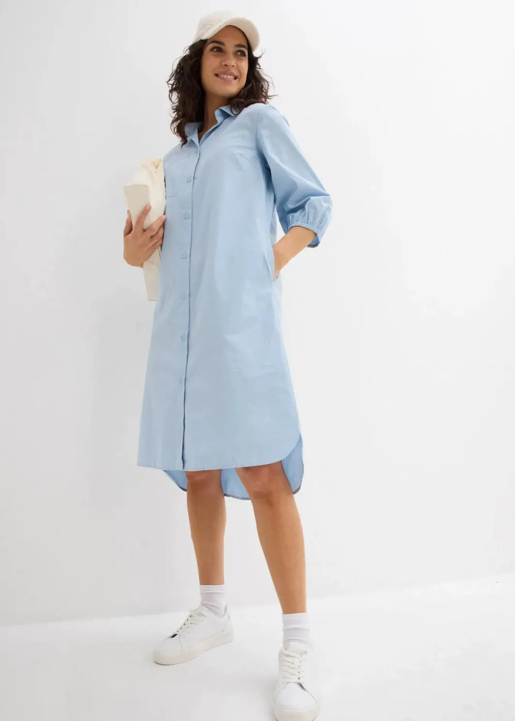 Damen bonprix Nachhaltigere Materialien|Kleider|Blusenkleid aus leichter Baumwolle