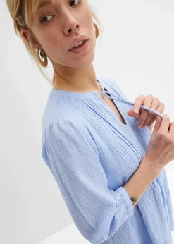 New Blusenkleid aus reiner Baumwolle Damen Kleider|Bekleidung·Pullover & Strickjacken