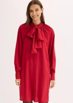 Damen bonprix Kleider|Nachhaltigere Materialien|Blusenkleid mit Schluppenkragen