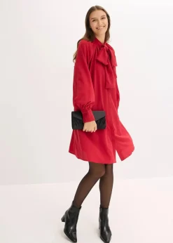 Damen bonprix Kleider|Nachhaltigere Materialien|Blusenkleid mit Schluppenkragen