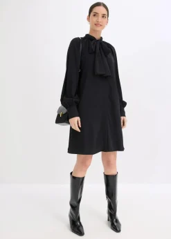 Damen bonprix Bekleidung·Pullover & Strickjacken|Nachhaltigere Materialien|Blusenkleid mit Schluppenkragen