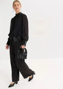 New Blusenshirt aus feinem Tüll mit Pailletten Damen Bekleidung·Jacken & Mäntel|Festliche Mode