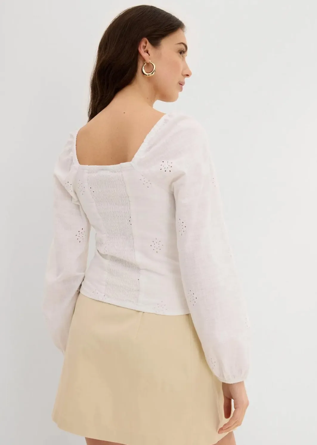Sale Blusenshirt mit Lochstickerei aus reiner Baumwolle Damen Blusen & Tuniken