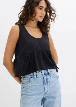 Damen bonprix Nachhaltigere Materialien|Shirts & Tops|Blusentop aus luftigem Leinen-Mix
