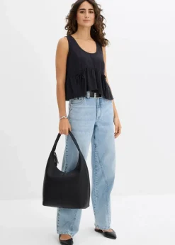 Damen bonprix Nachhaltigere Materialien|Shirts & Tops|Blusentop aus luftigem Leinen-Mix