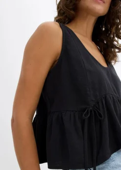 Damen bonprix Nachhaltigere Materialien|Shirts & Tops|Blusentop aus luftigem Leinen-Mix