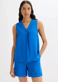 Damen bonprix Shirts & Tops|Blusen & Tuniken|Blusentop aus luftigem Leinen-Mix