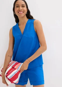 Damen bonprix Shirts & Tops|Blusen & Tuniken|Blusentop aus luftigem Leinen-Mix